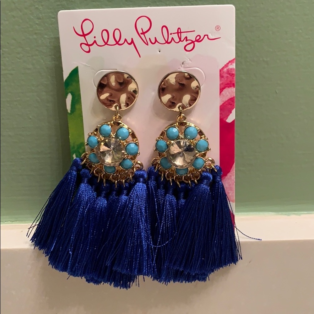 Lilly Pulitzer Blue/Turquoise/Gold Tassel Earring